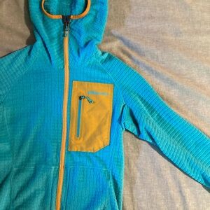 Patagonia Women's Sz Small Blue Zip-Up Hooded Fleece Jacket